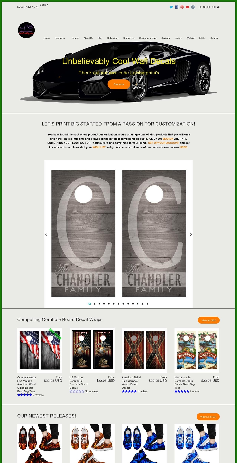 letsprintbig.com shopify website screenshot