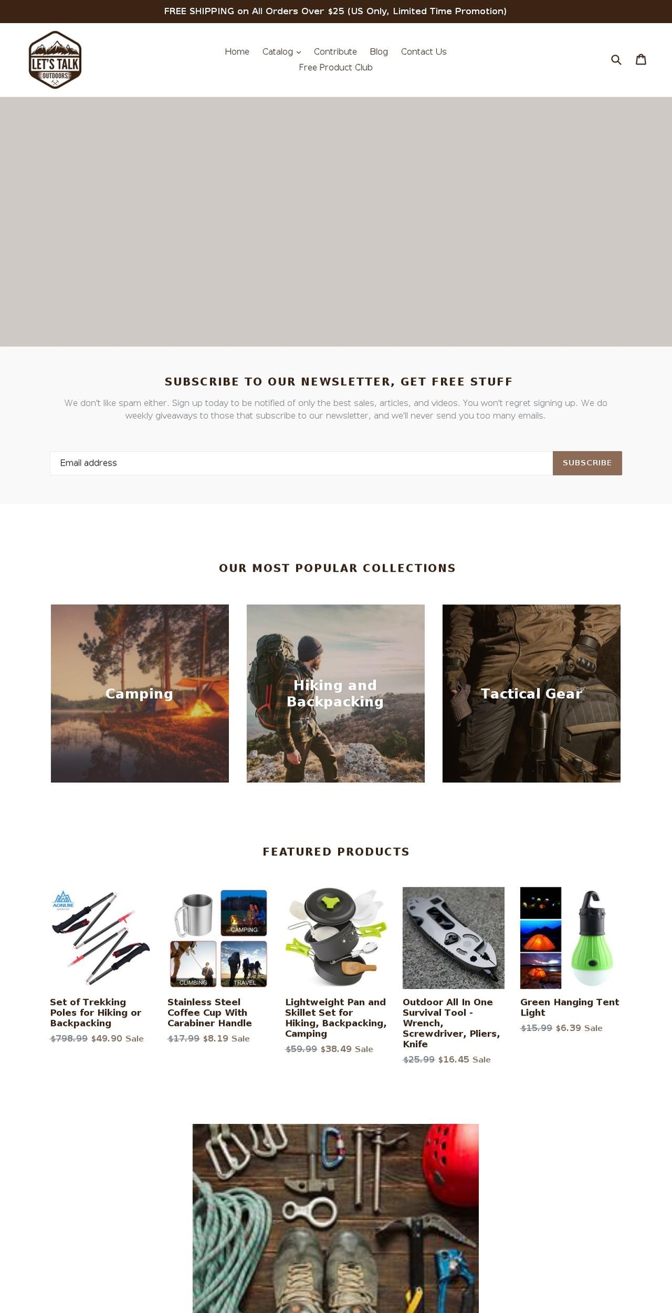 letstalkoutdoors.com — Shopify storefront screenshot