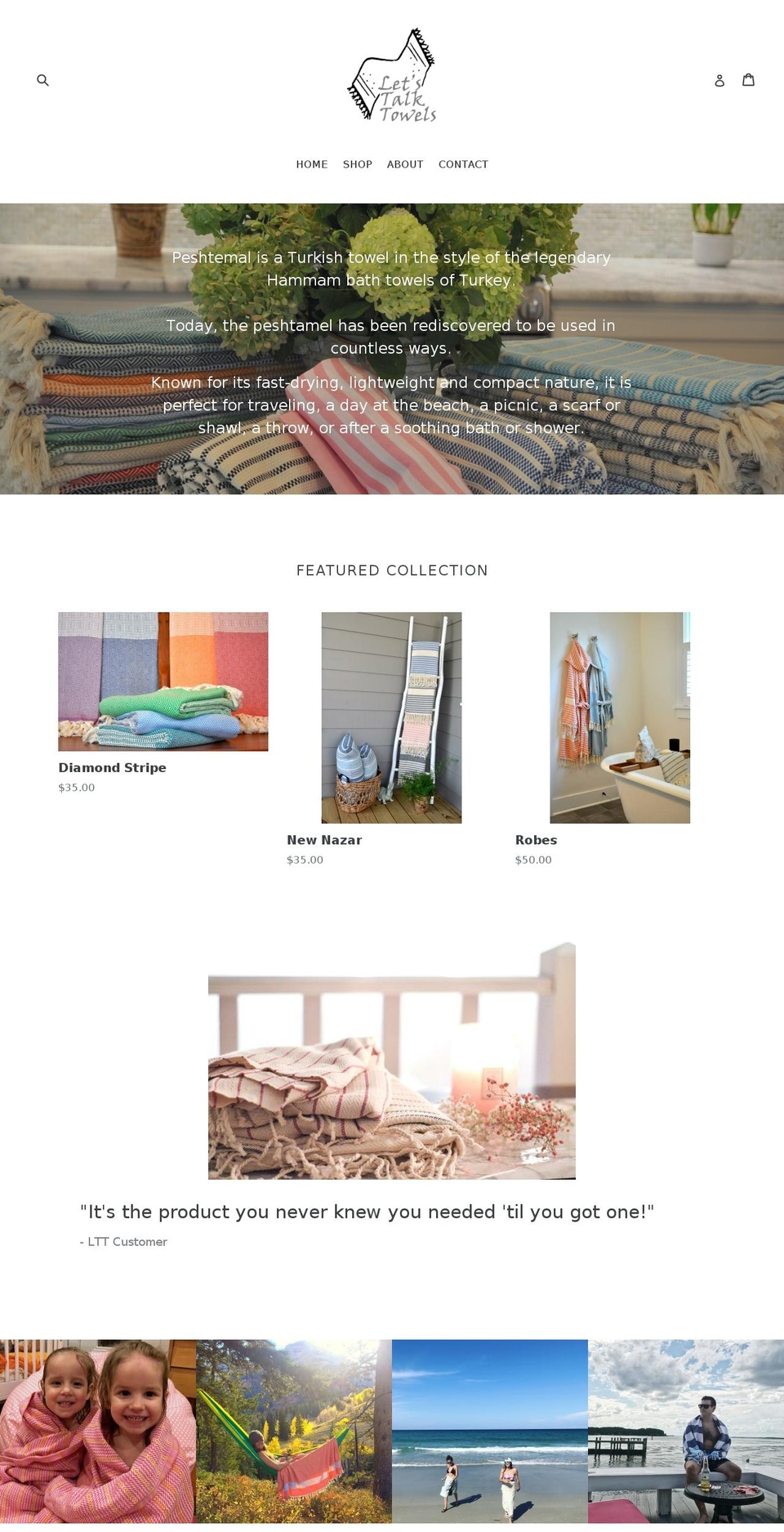 letstalktowels.com — Shopify storefront screenshot