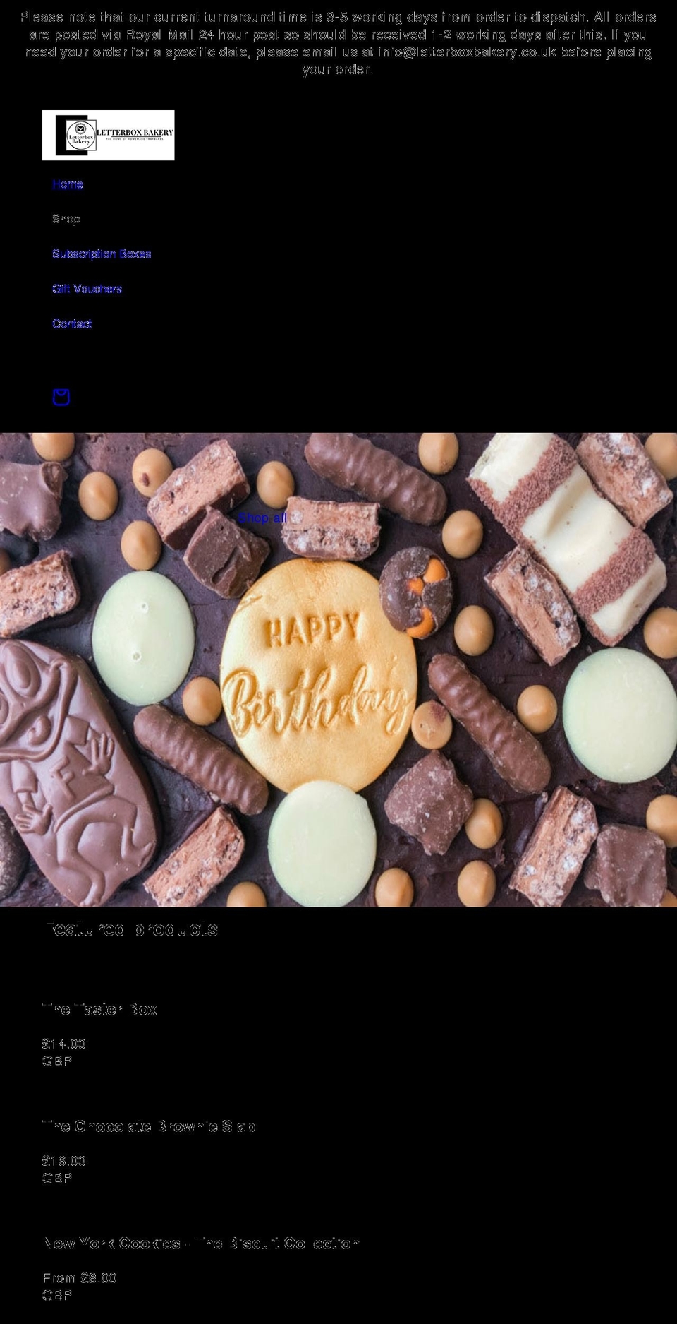 letterboxbakery.co.uk shopify website screenshot