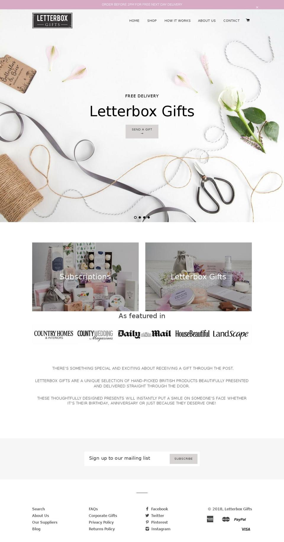 letterboxgifts.co.uk shopify website screenshot