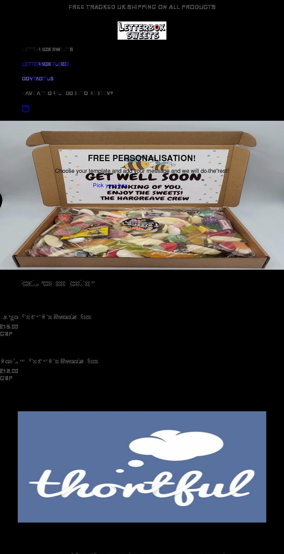 letterboxsweets.co.uk shopify website screenshot