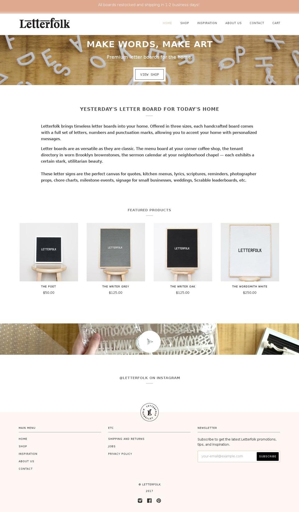 letterfolk.com shopify website screenshot