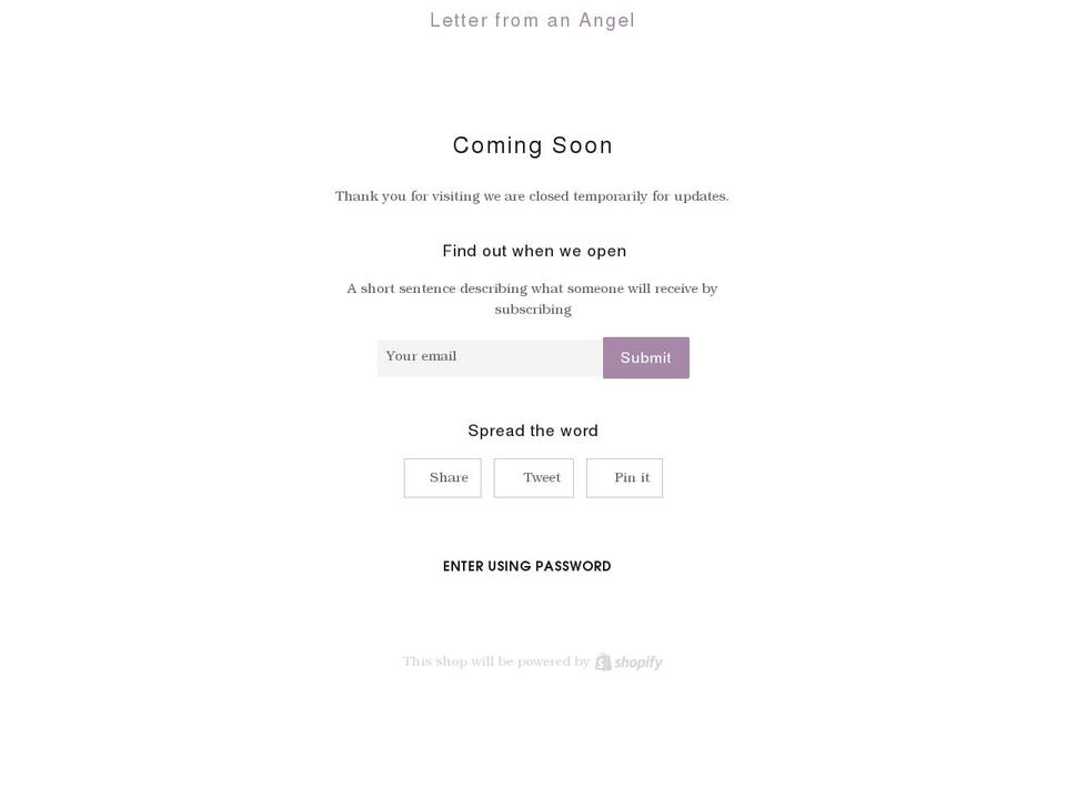 letterfromanangel.com — Shopify storefront screenshot