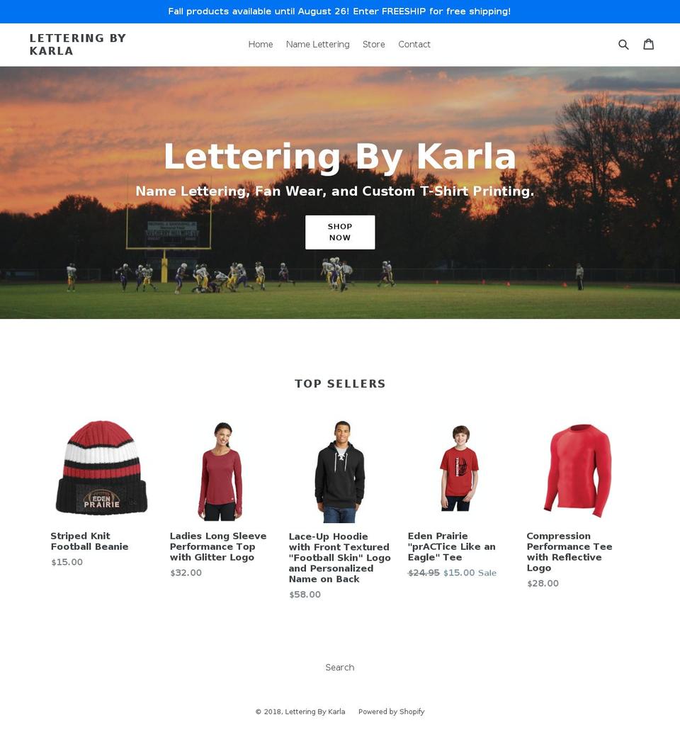 letteringbykarla.com — Shopify storefront screenshot