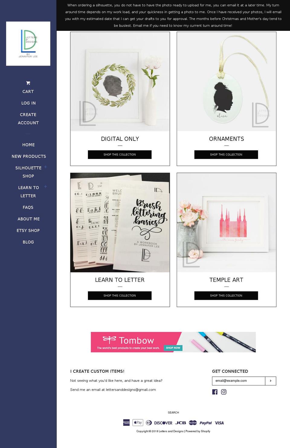 lettersanddesigns.com — Shopify storefront screenshot
