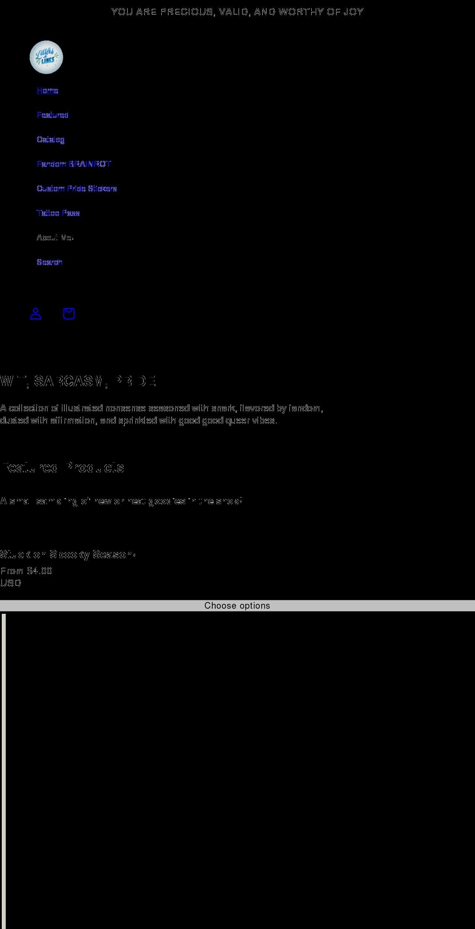 lettersandlines.net shopify website screenshot