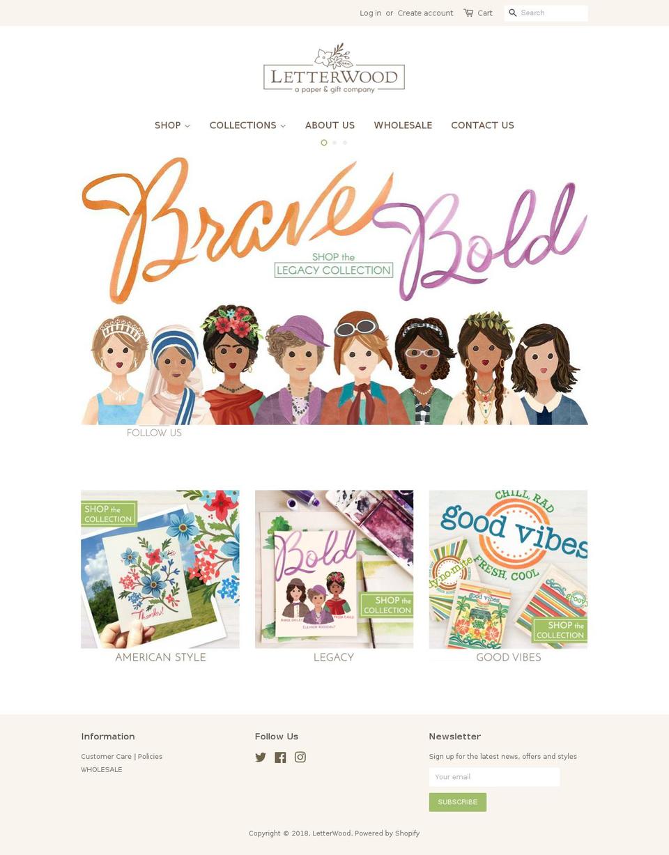 letterwoodpaperco.com shopify website screenshot