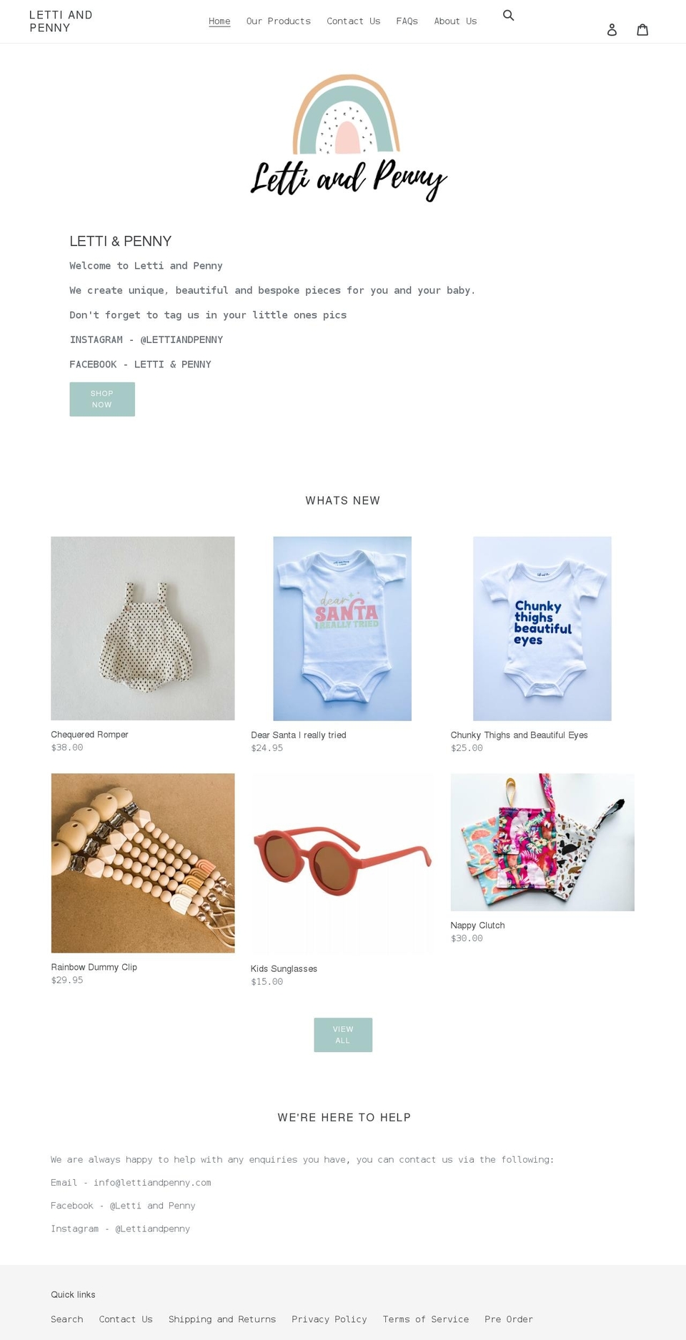 lettiandpenny.com shopify website screenshot
