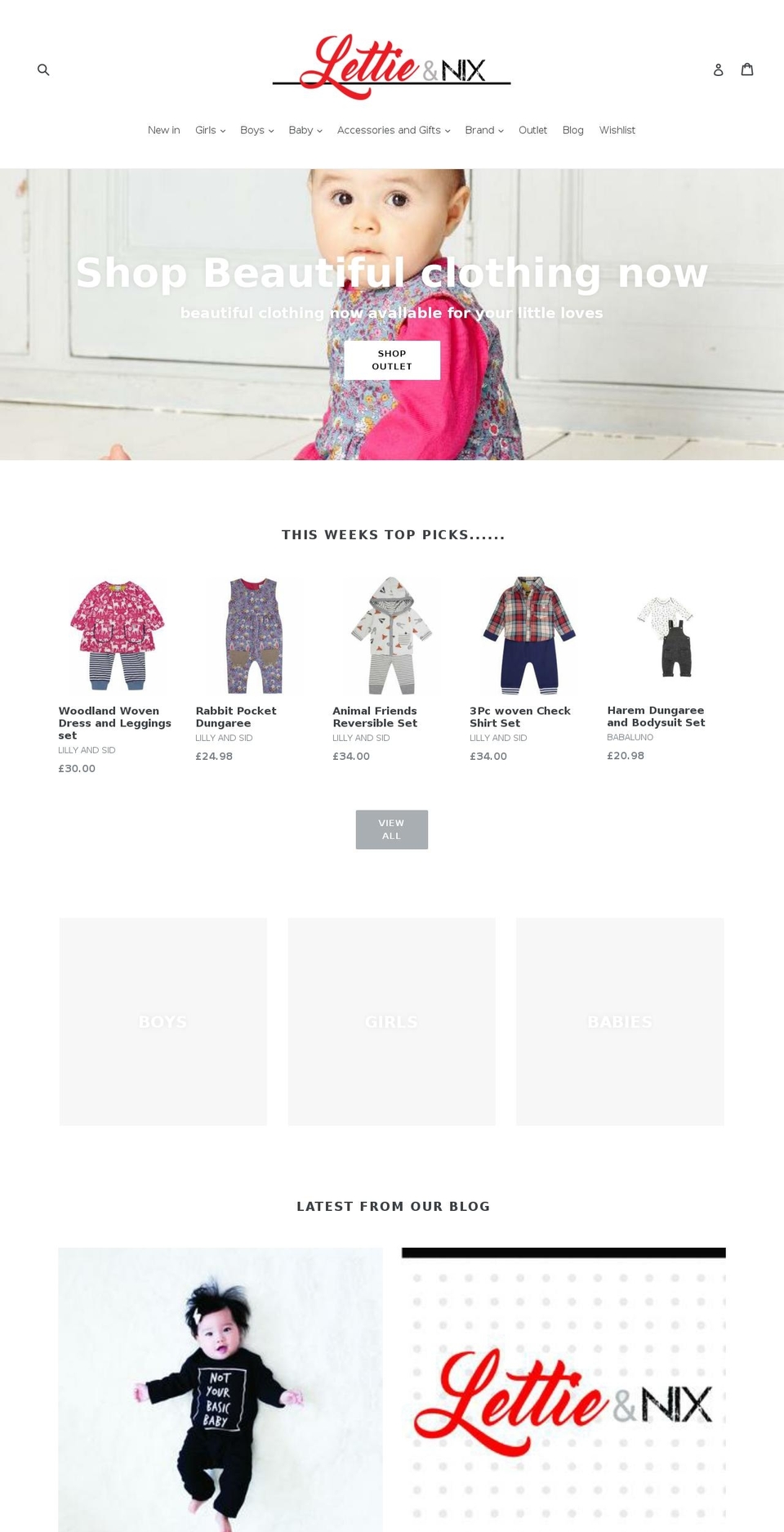 lettieandnix.com — Shopify storefront screenshot