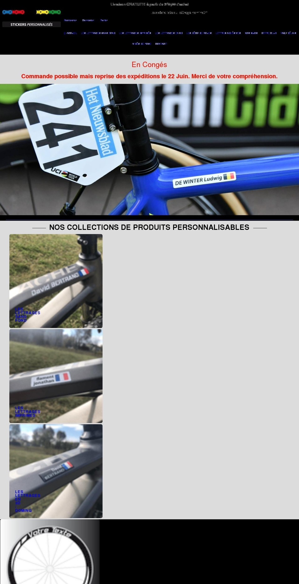lettrage-velo.com shopify website screenshot