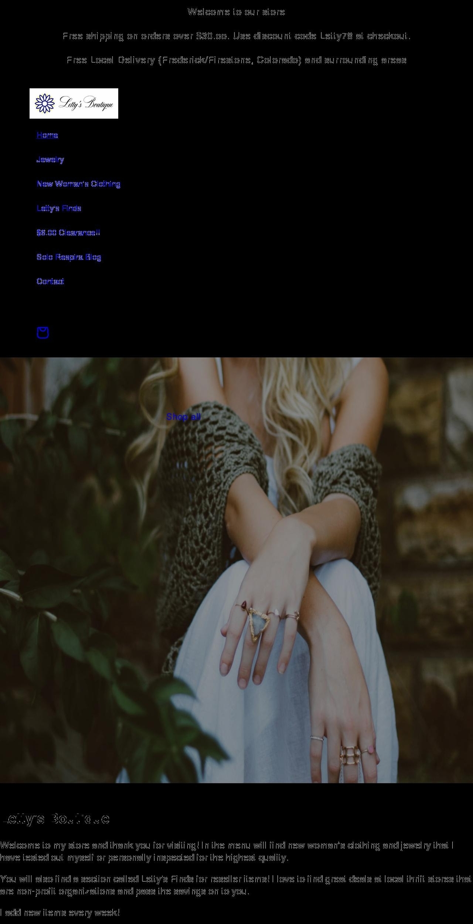 lettysboutique.com shopify website screenshot
