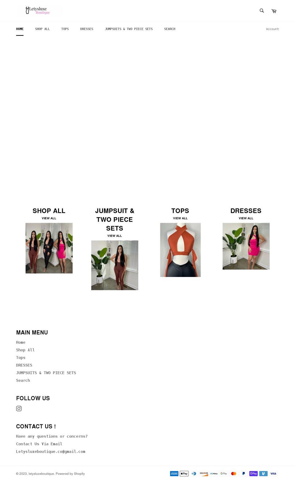 letysluxeboutique.com shopify website screenshot