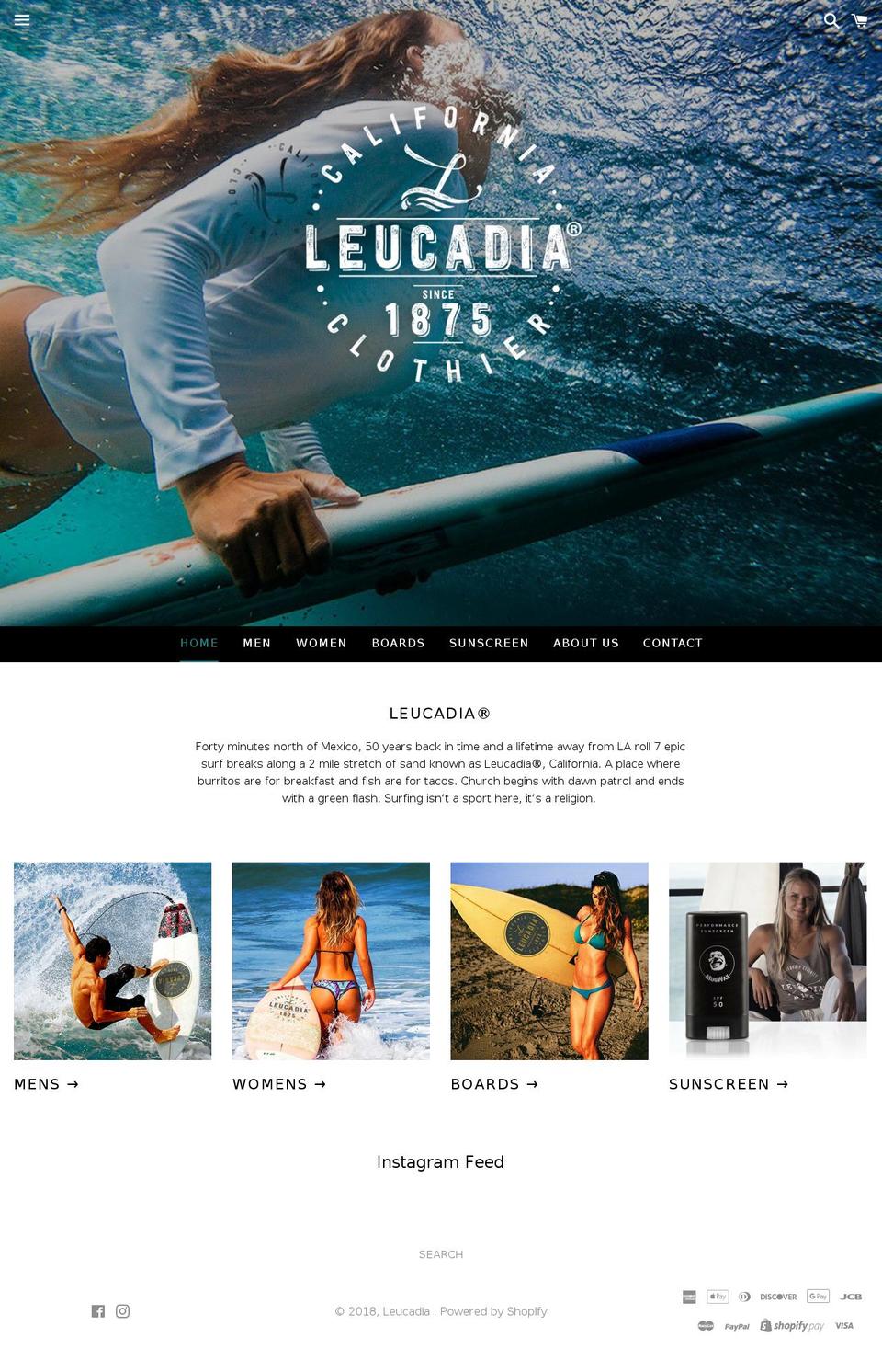 leucadiaboards.com — Shopify storefront screenshot