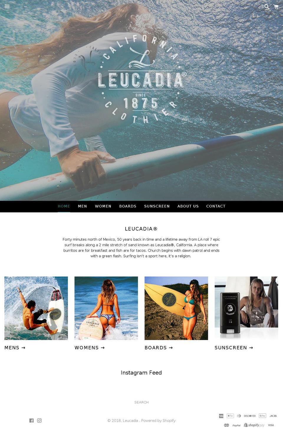 leucadiasurfboards.com — Shopify storefront screenshot