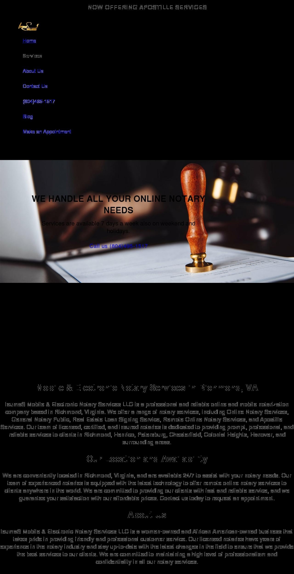 leumasnotary.com shopify website screenshot