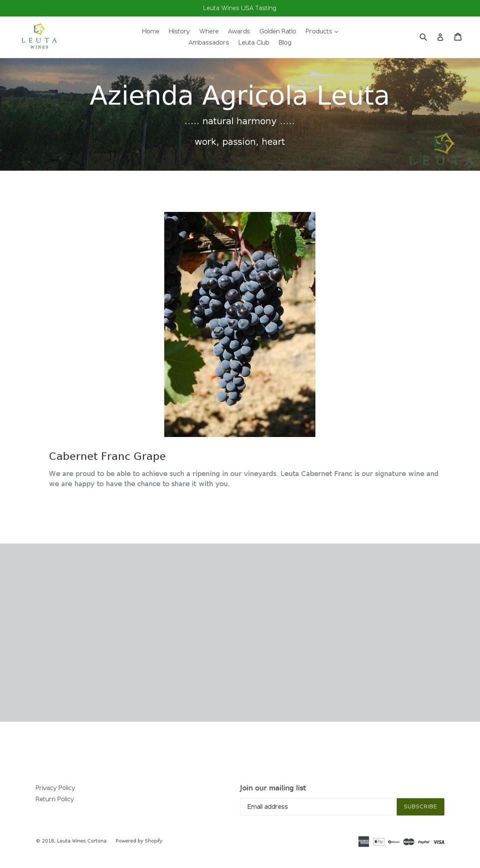 leuta-wines-cortona.com shopify website screenshot
