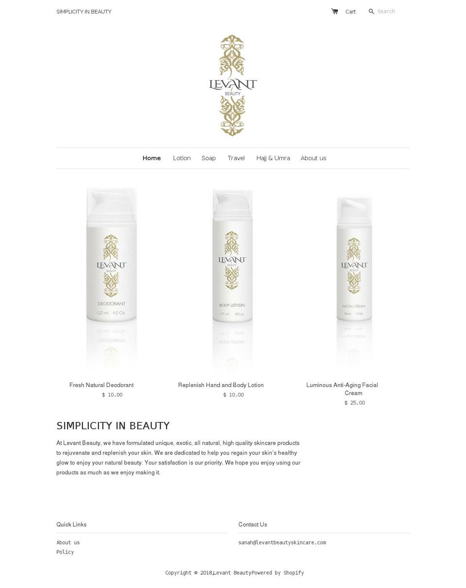 levantbeautyskincare.com — Shopify storefront screenshot
