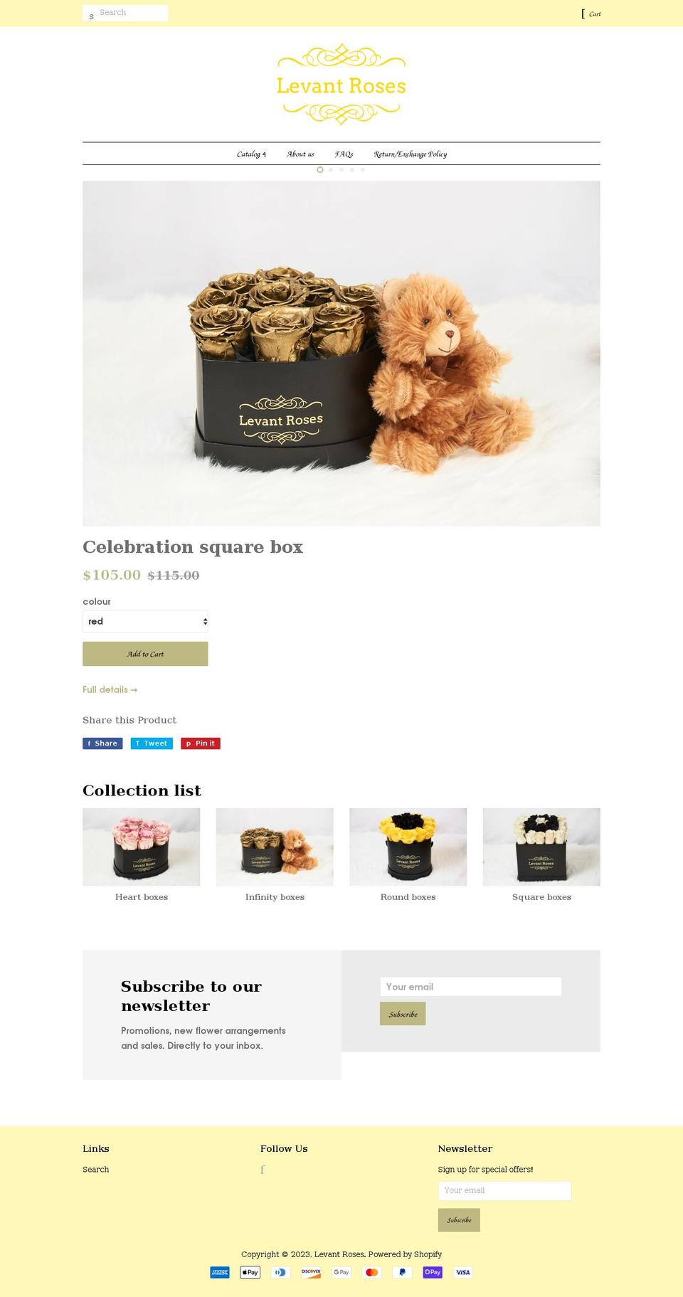 levantroses.com shopify website screenshot