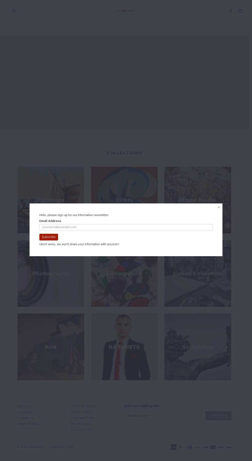 level1gallery.com shopify website screenshot