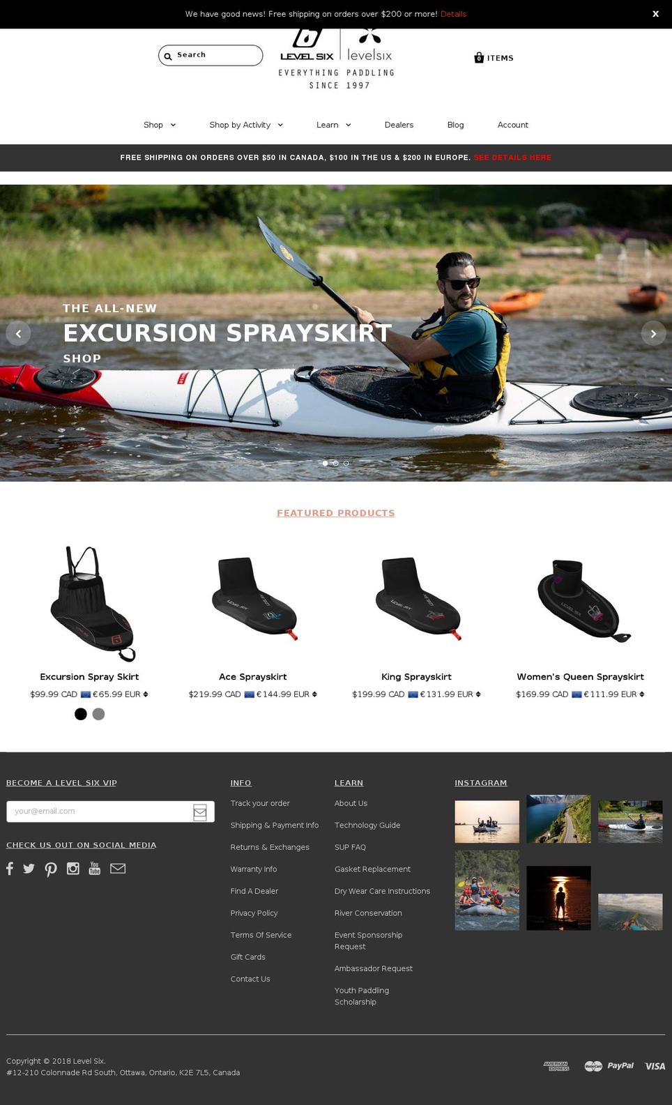 level6inc.com — Shopify storefront screenshot
