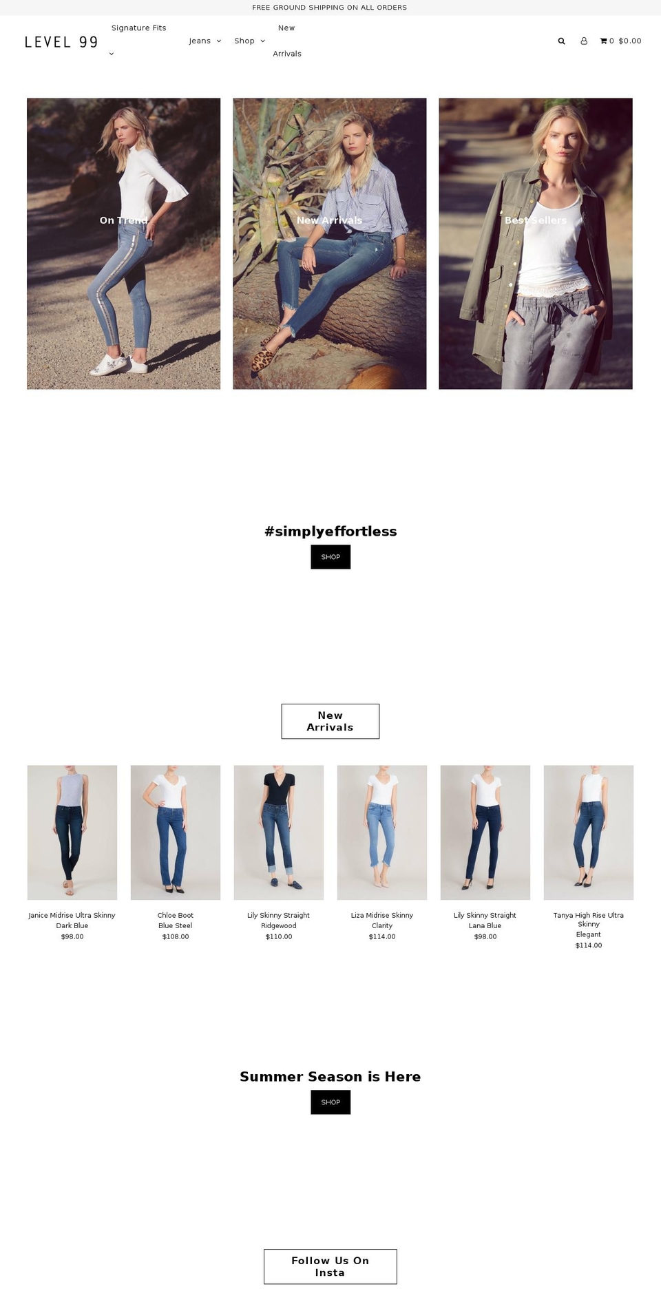 level99jeans.com — Shopify storefront screenshot