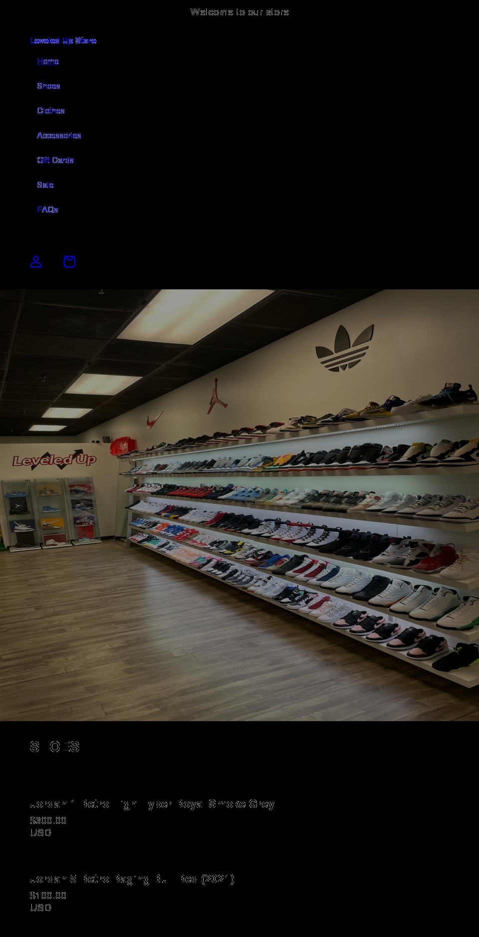 leveledupstore.com shopify website screenshot