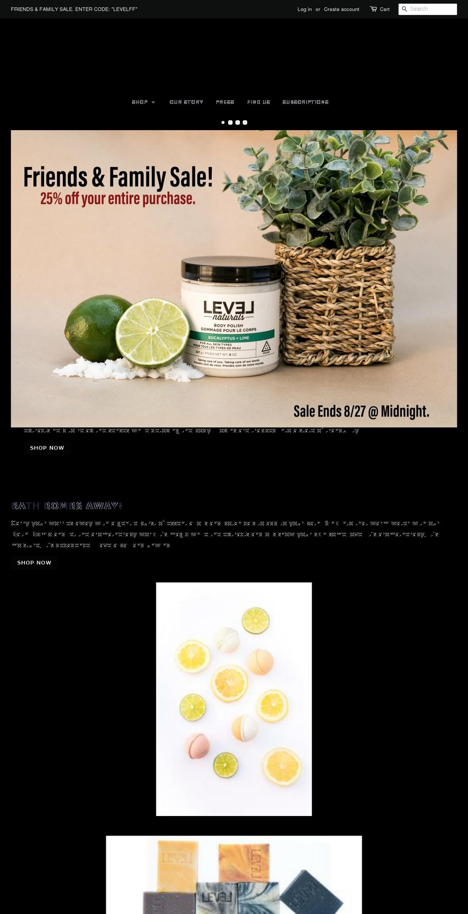 levelnaturals.com shopify website screenshot