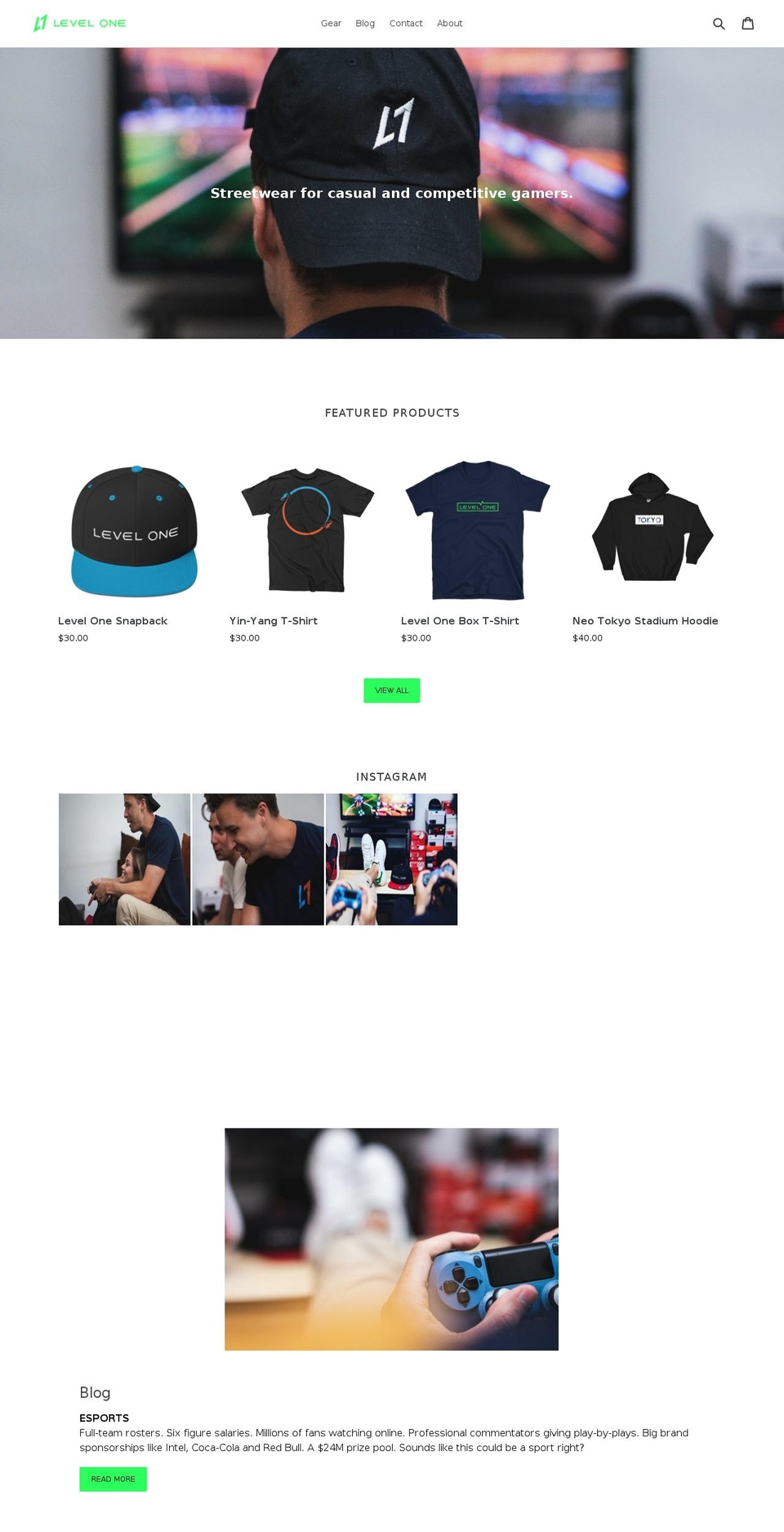 levelone.gg shopify website screenshot