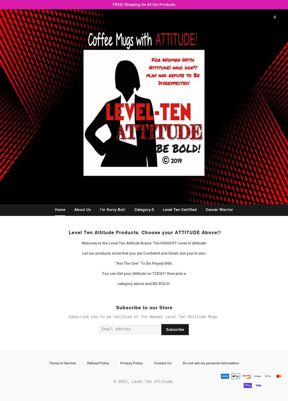 leveltenattitude.com shopify website screenshot