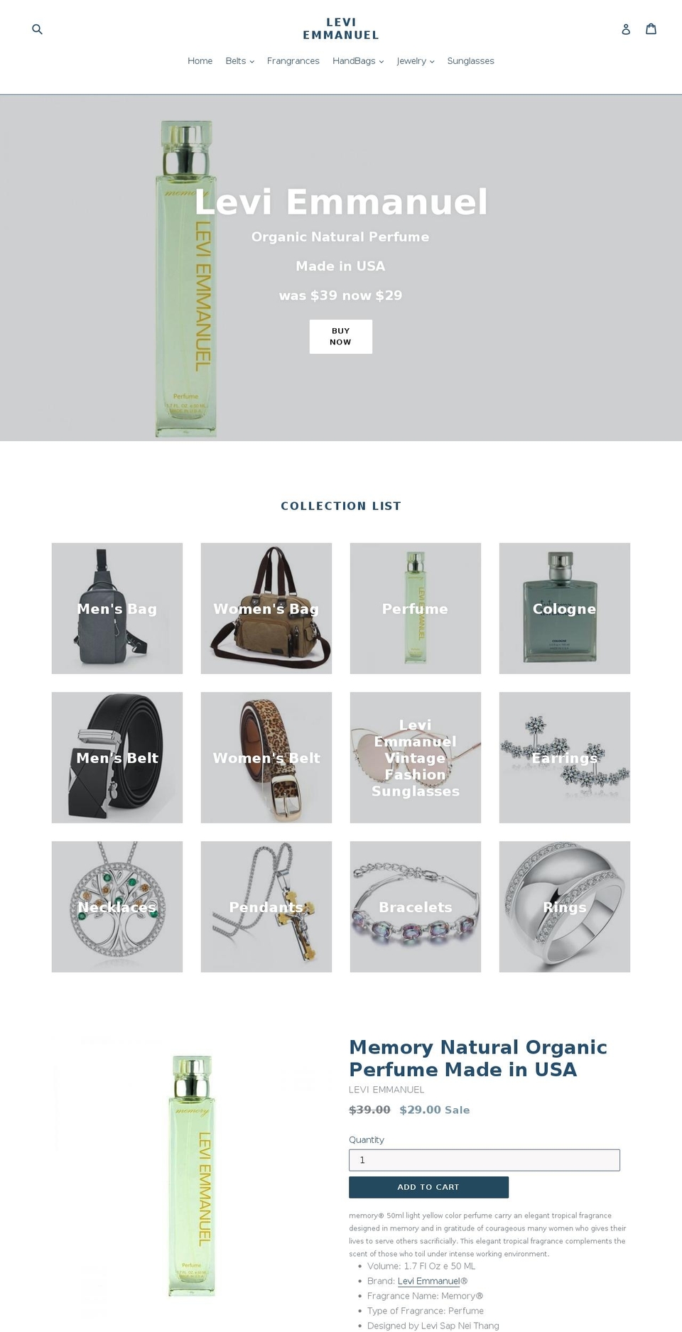 leviemmanuel.com shopify website screenshot