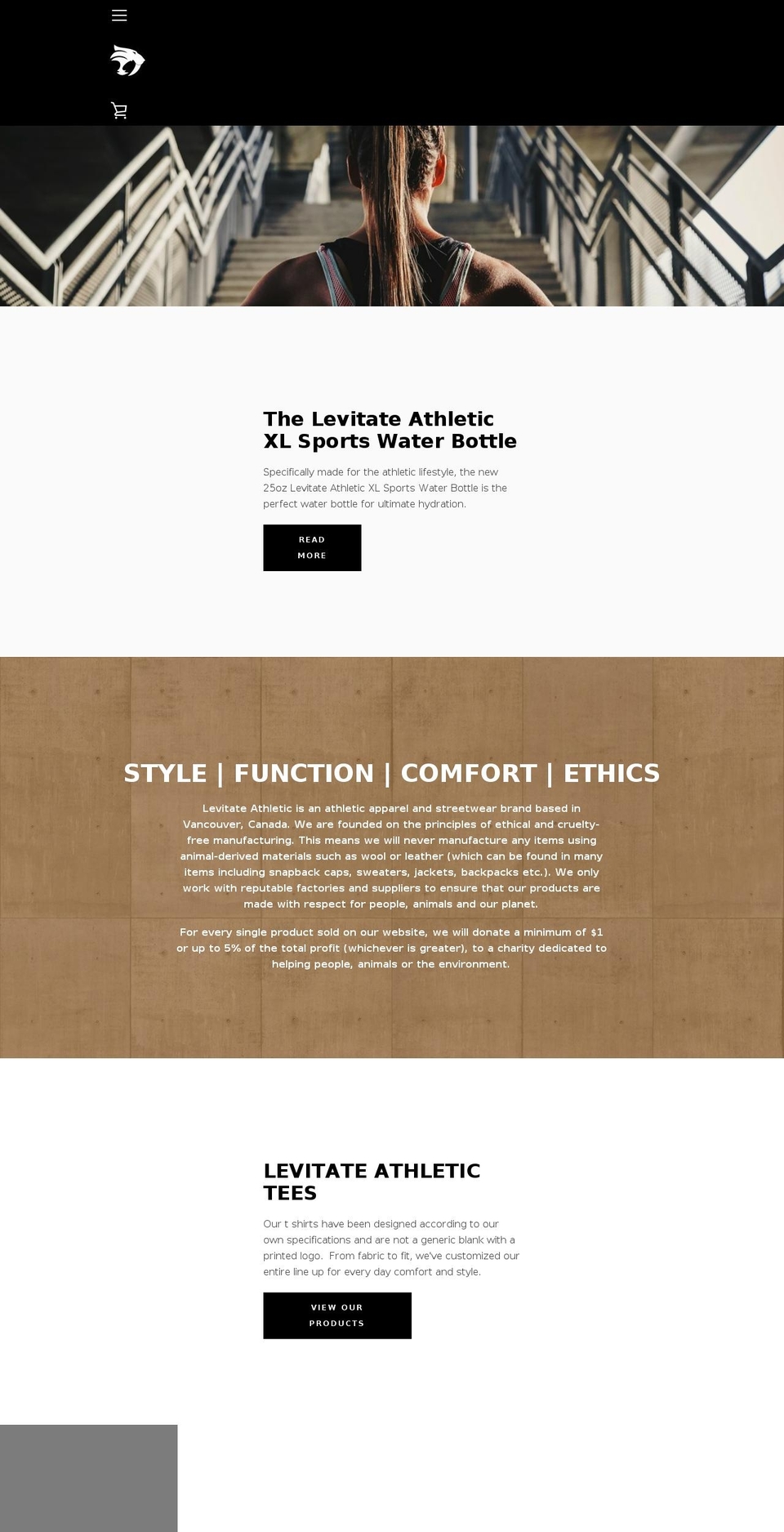 levitateathletic.com — Shopify storefront screenshot
