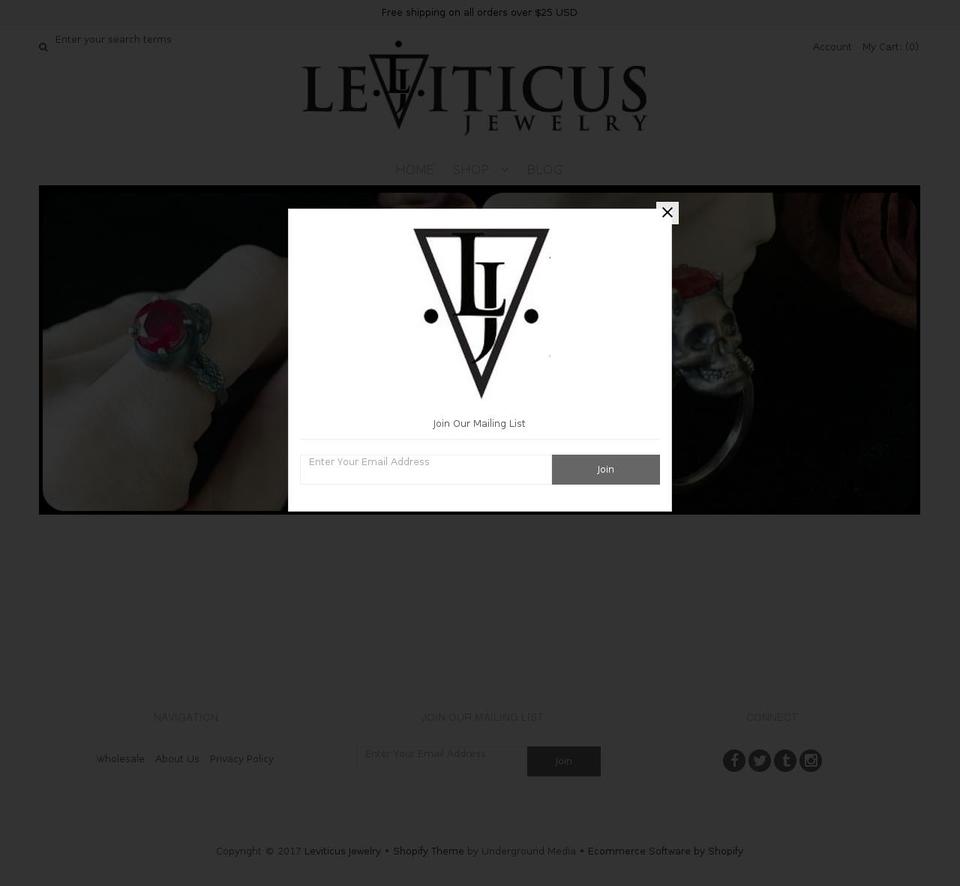 leviticusjewelry.com shopify website screenshot