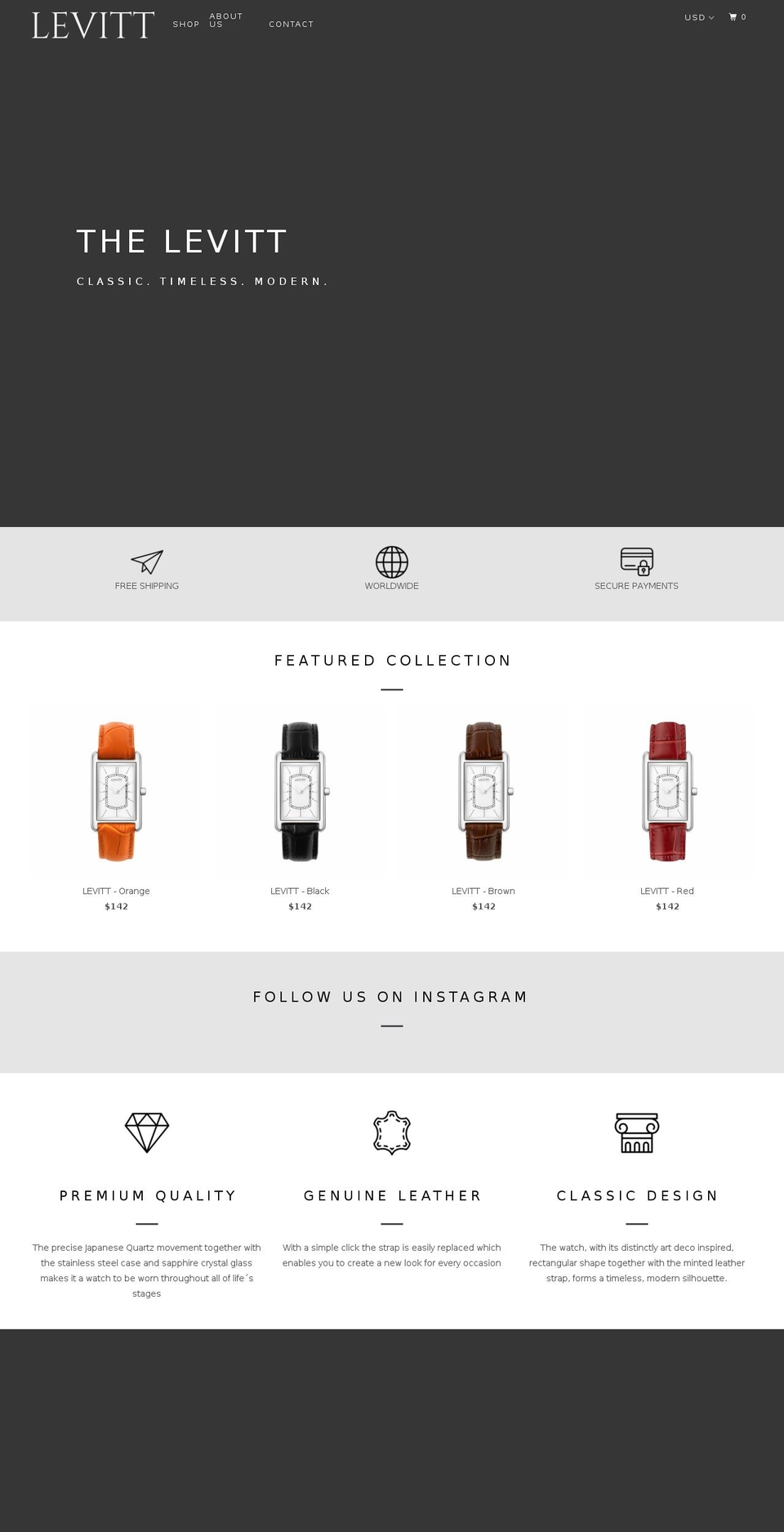 levittwatches.com — Shopify storefront screenshot