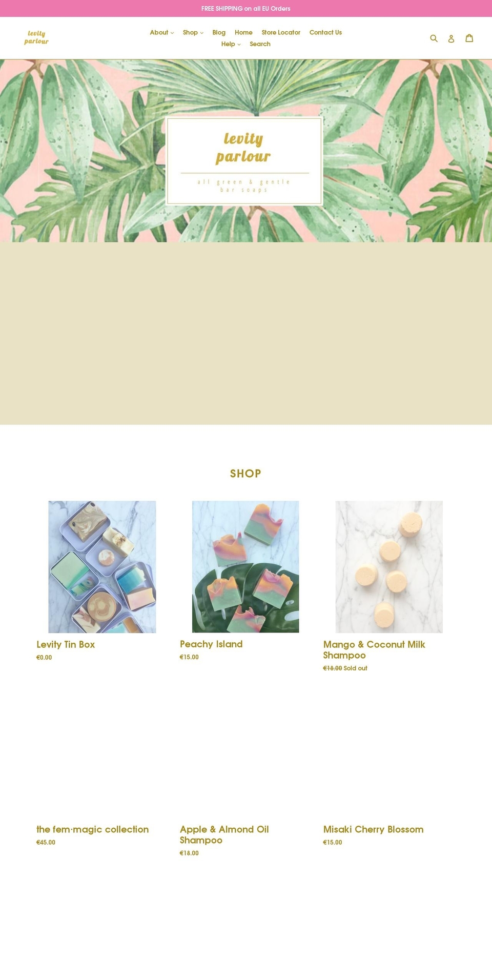 levityparlour.com — Shopify storefront screenshot