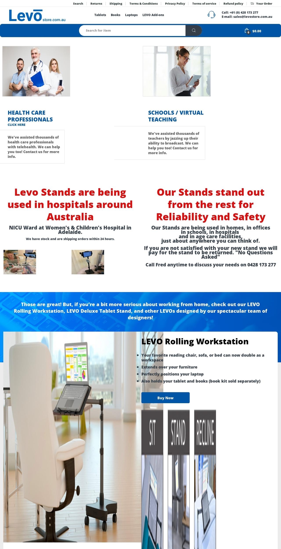 levostore.com.au shopify website screenshot