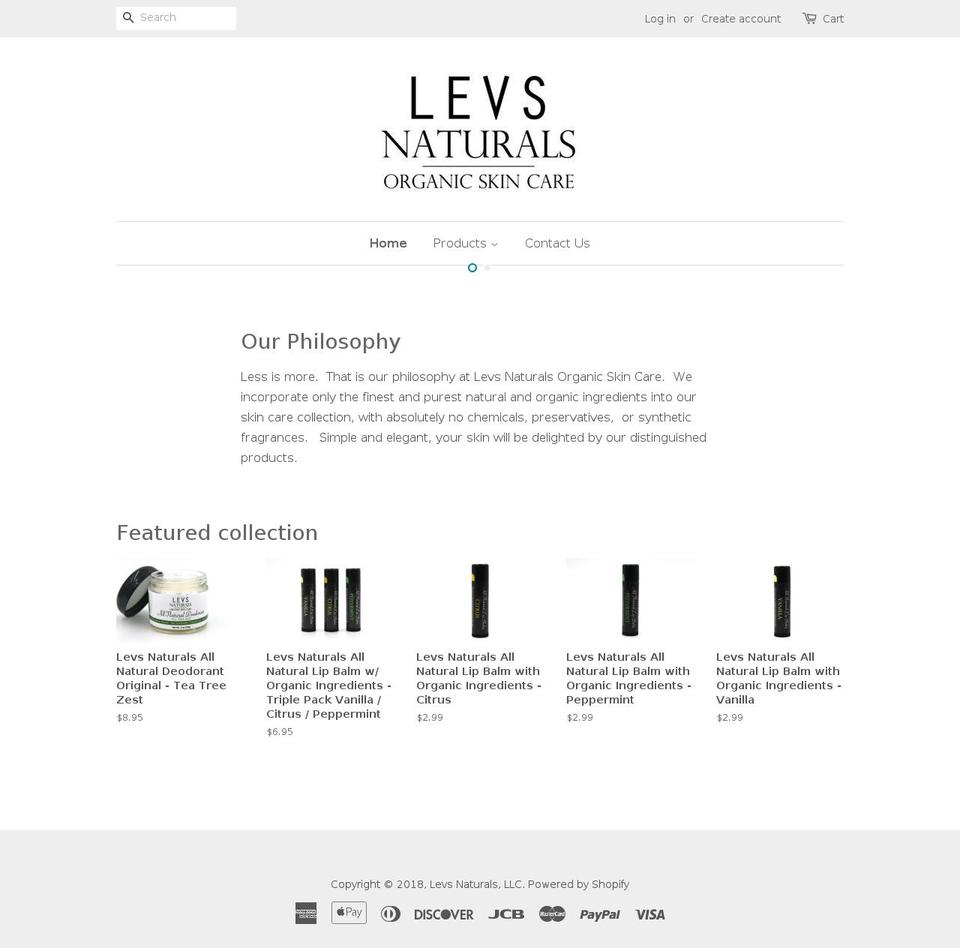 levsnaturals.com — Shopify storefront screenshot