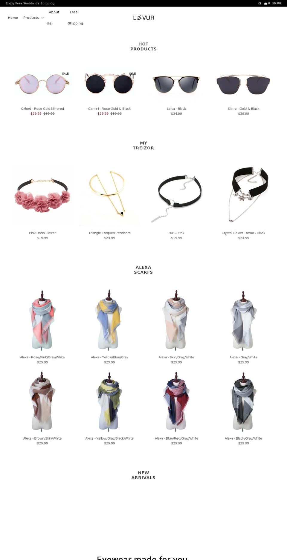 levur-eyewear.com shopify website screenshot