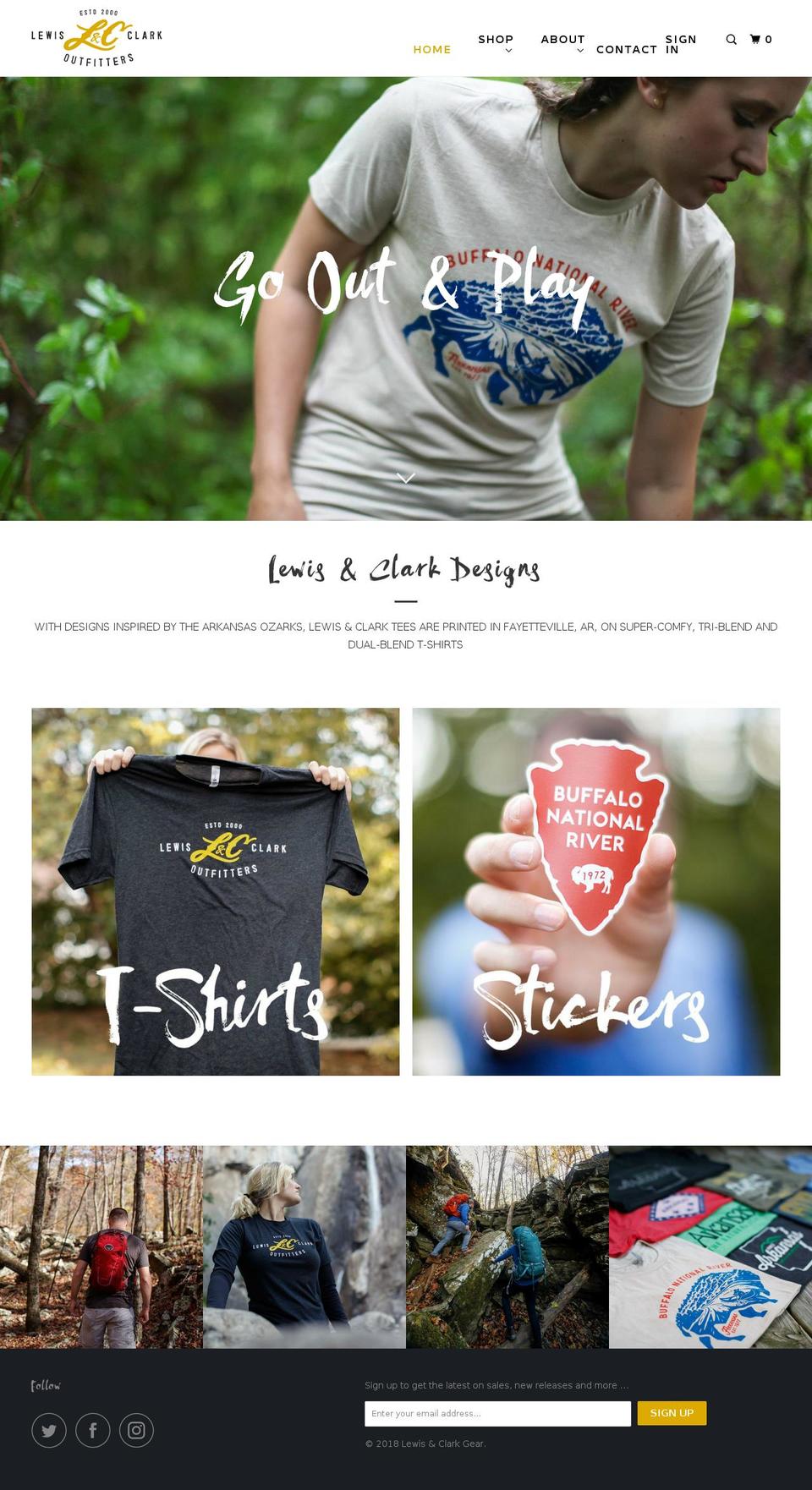 lewisandclarkgear.com — Shopify storefront screenshot