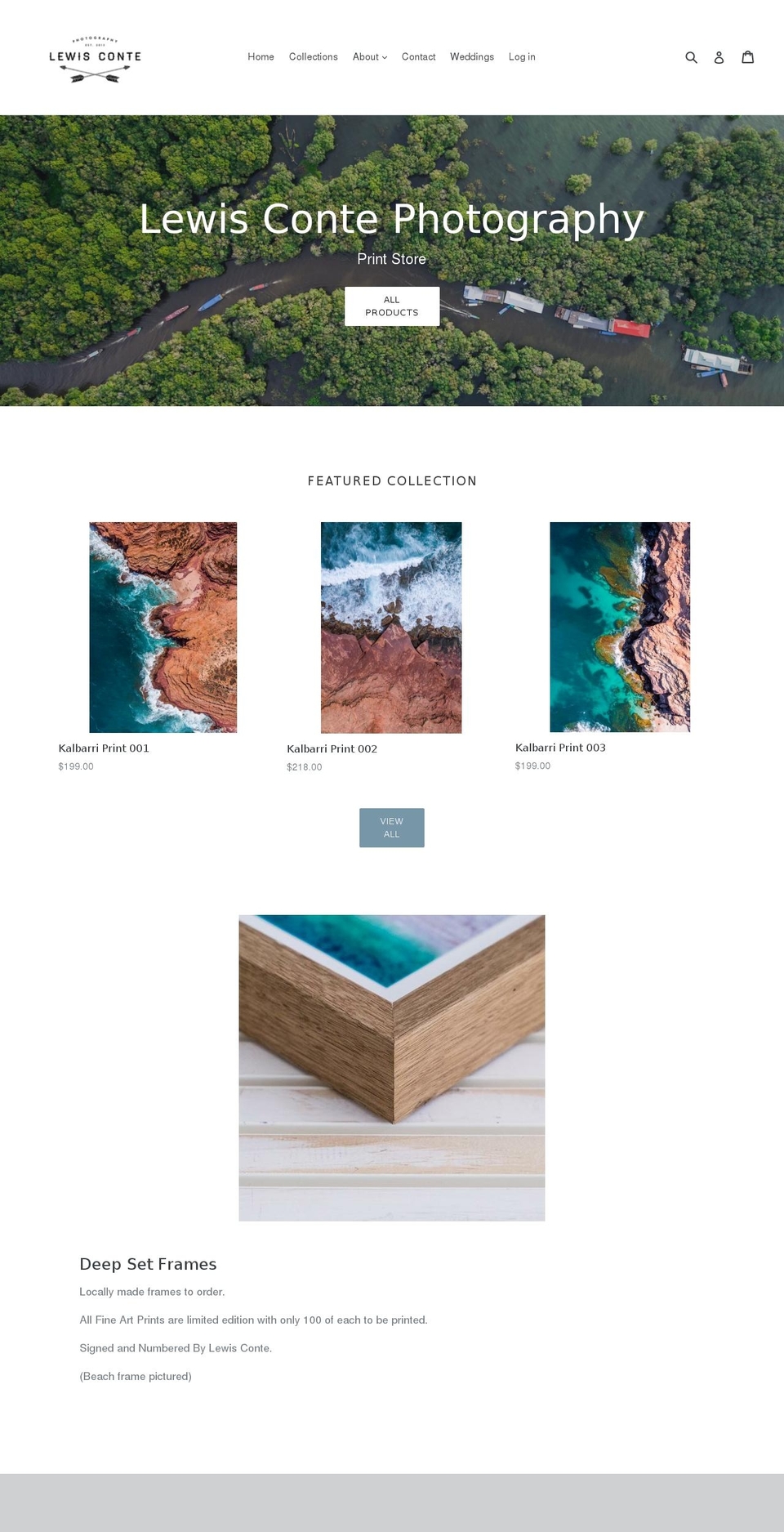 lewiscontephotography.com — Shopify storefront screenshot