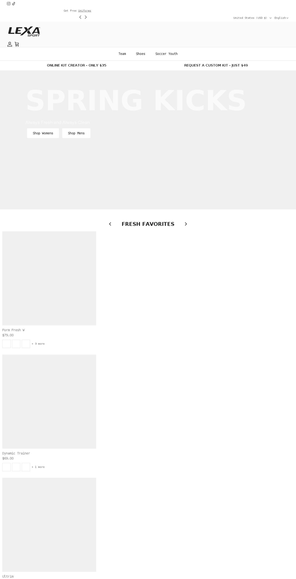 lexasport.com shopify website screenshot