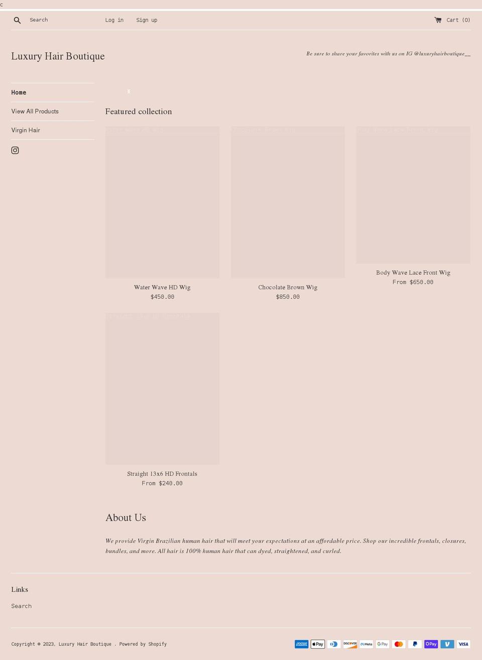 lexhairboutique.com shopify website screenshot