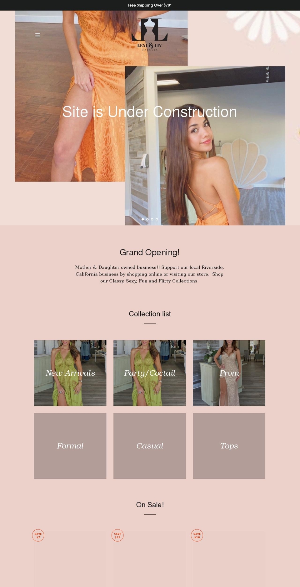 lexiandlivdresses.com shopify website screenshot