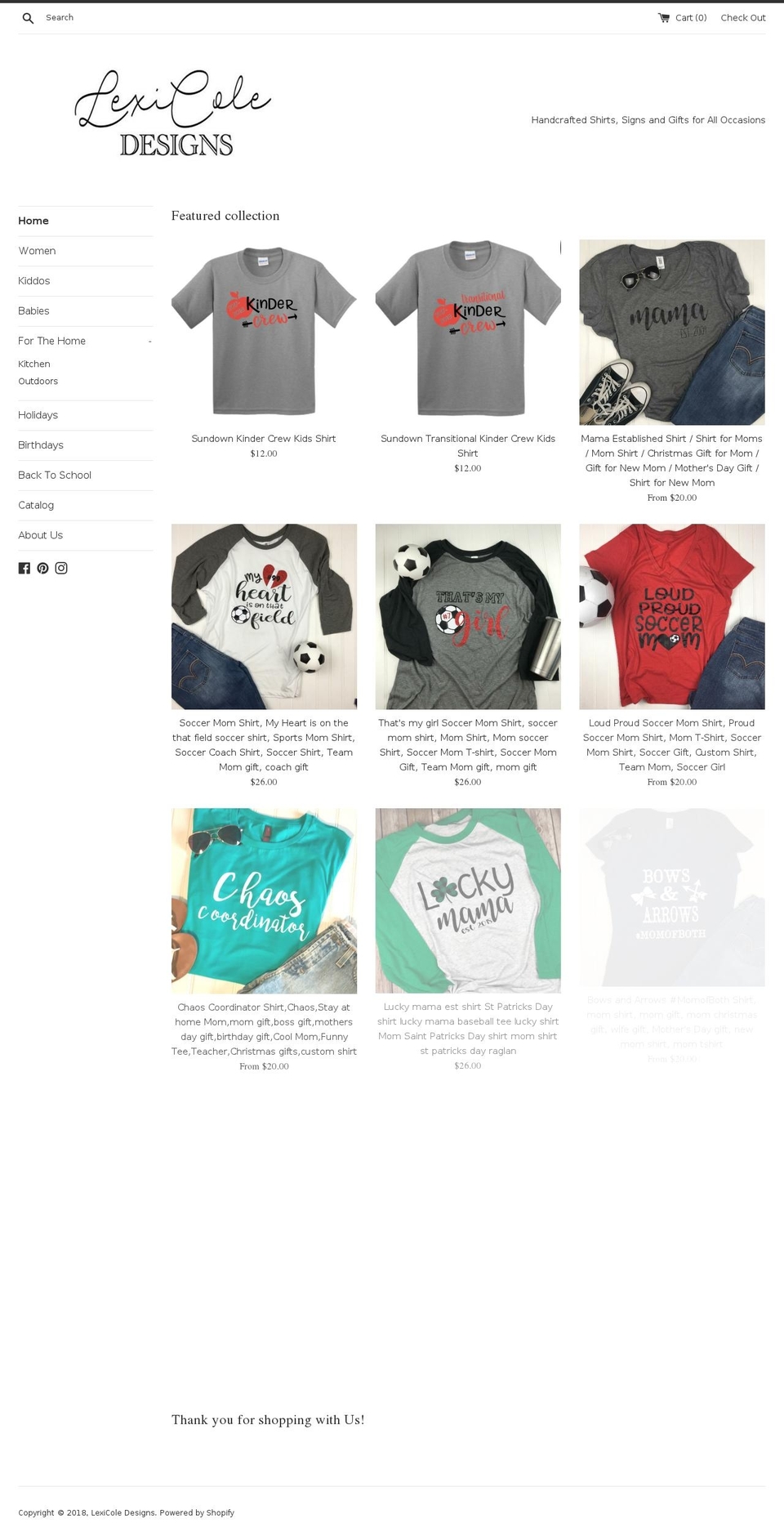 lexicoledesigns.com — Shopify storefront screenshot