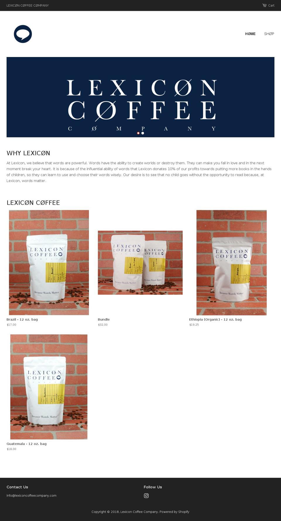 lexiconcoffeecompany.com — Shopify storefront screenshot