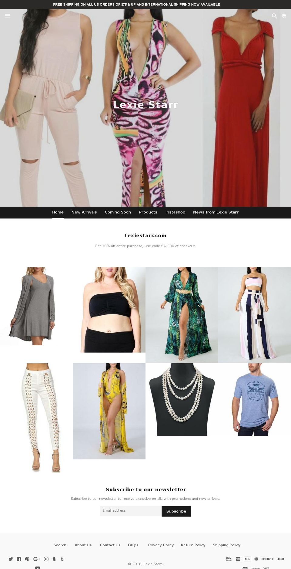 lexiestarr.com — Shopify storefront screenshot