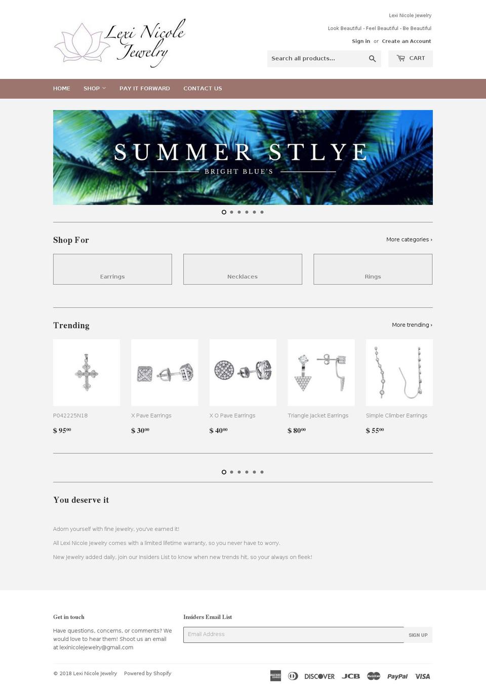 lexinicolejewelry.com — Shopify storefront screenshot