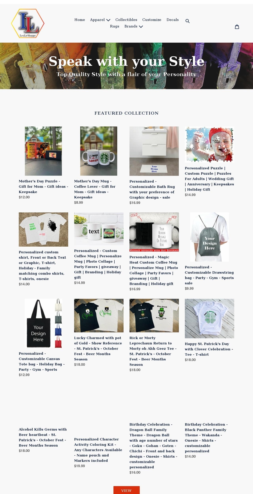 lexlieshoppe.com shopify website screenshot