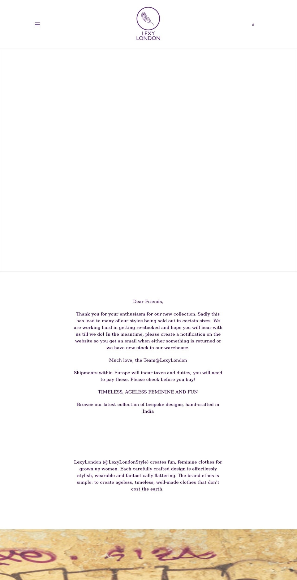 lexylondon.com shopify website screenshot