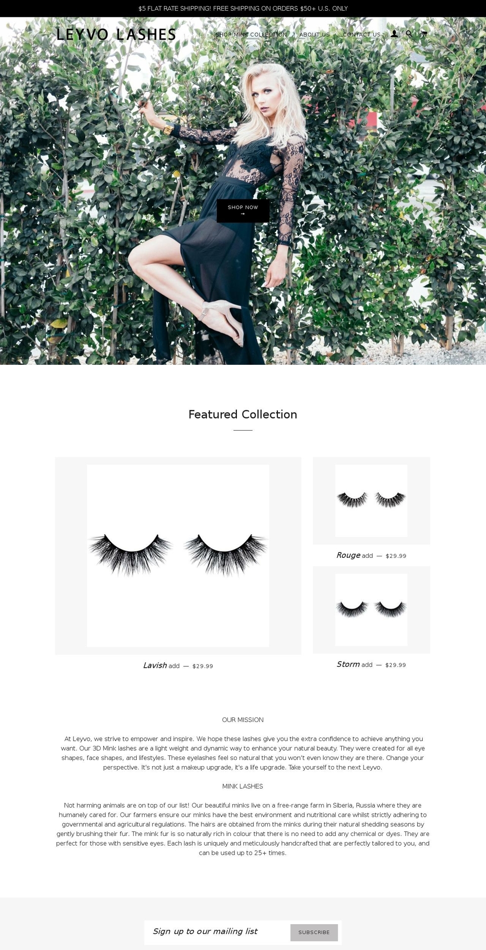 leyvolashes.com — Shopify storefront screenshot